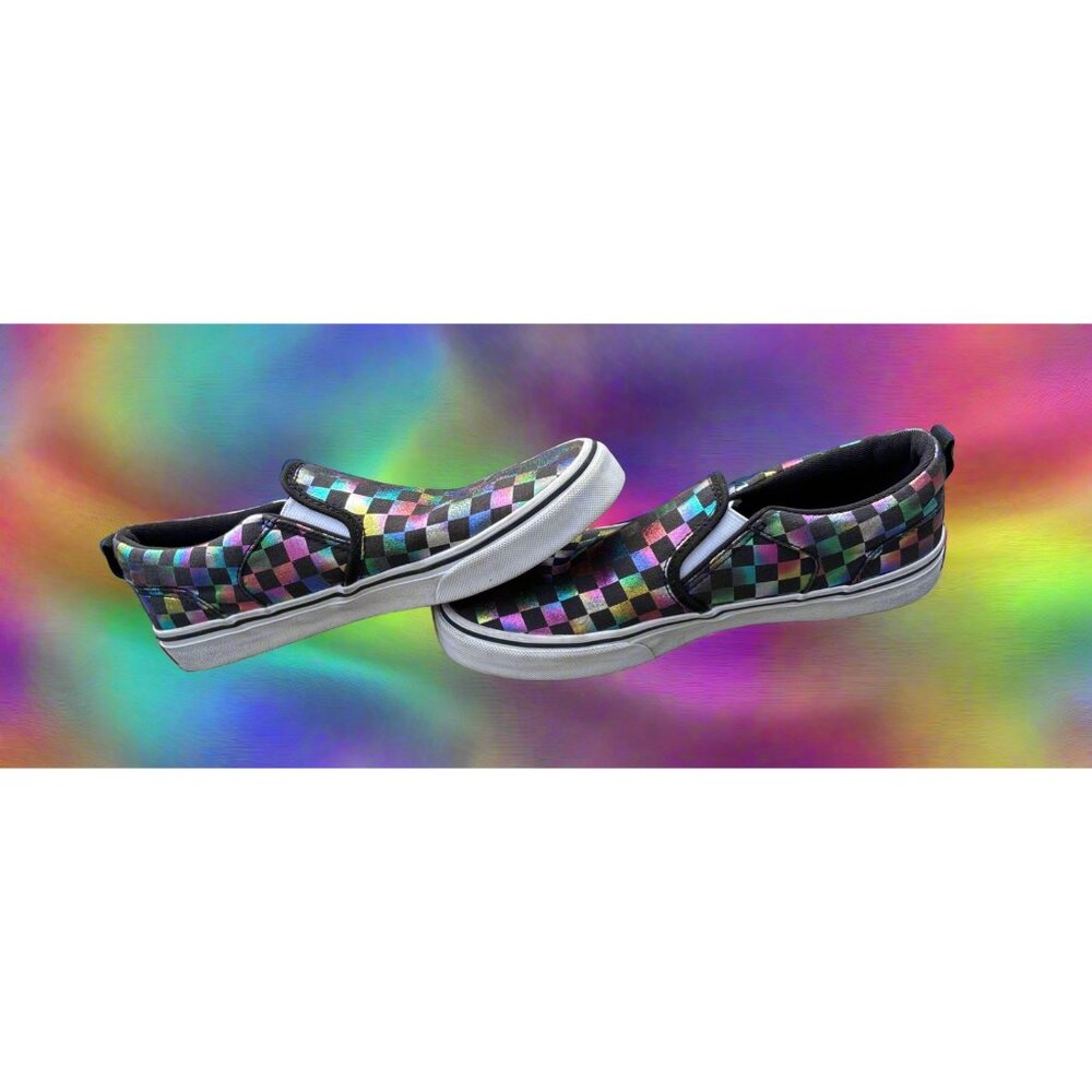Vans Asher Holographic Checkerboard Pattern - Junior Size - Picture 2 of 5